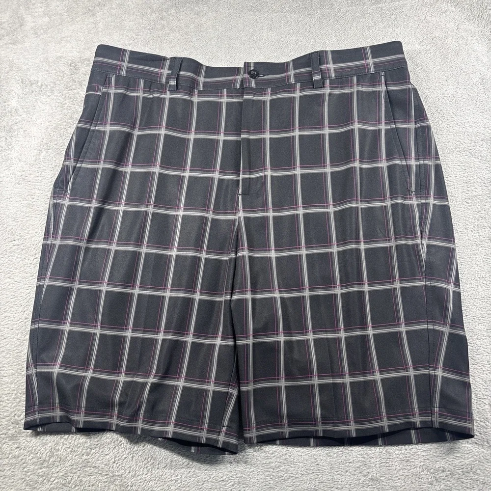 Dunning Golf Shorts Black Pink PlaidChino Flat Front Men's Size 36